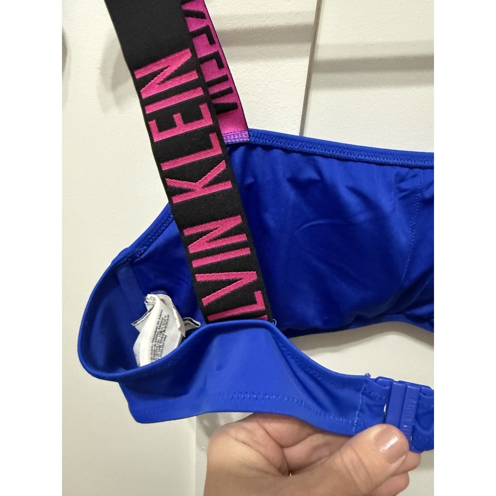 Calvin Klein Blue bikini Set Large High Waist Bottom Intense Power Ribbed - Picture 8 of 14